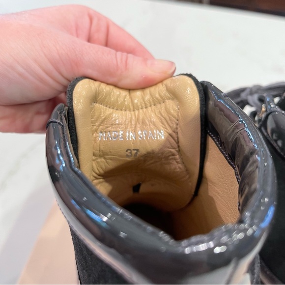 🎉HOST PICK🎉Jimmy Choo grey suede & pattern leather wedge Panama sneaker in box - Picture 8 of 16